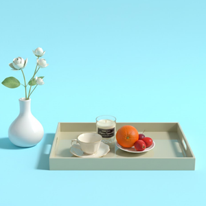 Elegante Bandeja Blanca Lacada con Asas Recortadas - Organizador Versátil para Decoración del Hogar - Colección Premium de Artículos Lacados - Product Image 1