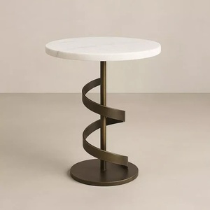 Table d'appoint en aluminium Art Déco à design spiralé, finition artistique, couleur et taille personnalisées, décoration de salon, table d'appoint pour la maison - Product Image 1