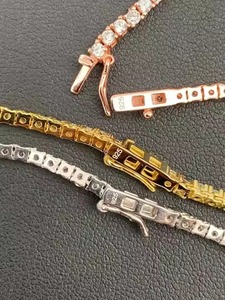 Full Yellow Gold Luxury <b>Silver</b> Tennis <b>Link</b> <b>Chain</b> Iced Our VVS Studded Moissanite Diamond Tester Trendy Style Wedding Gift - Product Image 2