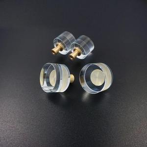 Tirador de gabinete de acrílico transparente y latón cepillado, tirador moderno de tubo de vidrio para cajón, tirador de lujo para muebles de cocina. - Product Image 1