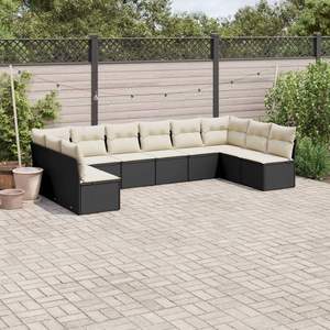 Conjunto de Sofás Modulares Grandes de Ratán Sintético Negro para Jardín, Muebles Modulares Elegantes para Exteriores - Product Image 1