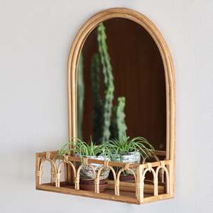 New Designer Luxury Bathroom <b>Mirror</b> Bathroom Wall Mounted Hanging Rattan <b>Mirrors</b> with <b>Storage</b> Shelf - Product Image 5