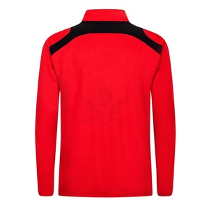Chaqueta Deportiva para Hombre, Color Rojo, Manga Larga, Cuello Alto, Tejido Transpirable de Poliéster, Diseño en Bloques de Color Sólido, Logotipo Frontal Personalizado para Equipo - Product Image 1
