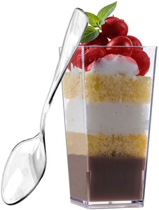 Nouvelles coupelles à dessert carrées jetables de 100 ml avec couvercle pour boulangerie et café, couvercle en option pour la présentation des aliments, tiramisu et yaourt - Product Image 5