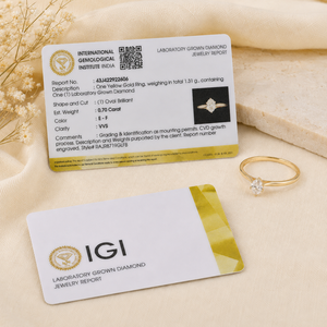 Bague en or massif 14 carats avec diamant de laboratoire certifié IGI, taille ovale brillante, bijoux en or fin tendance pour femmes - Product Image 6