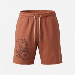 Pantalones Cortos Deportivos Personalizados para Hombre, Estilo Urbano, Ecológicos, de Secado Rápido, con Cierre de Cordón, Dobladillo sin Rematar, Poliéster/Algodón - Product Image 1