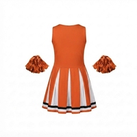 Uniforme de majorette tendance pour femmes, orange, sans manches, col en V, jupe plissée, accessoires, vêtements de sport d'équipe, danse, vente en gros