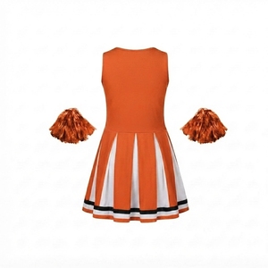 Uniforme de majorette tendance pour femmes, orange, sans manches, col en V, jupe plissée, accessoires, vêtements de sport d'équipe, danse, vente en gros - Product Image 2