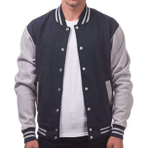 Wholesale Custom Varsity Jacket OEM Manufacturer Private <b>Label</b> Supplier Bulk Production Contrast Sleeve Baseball Jacket - Product Image 3