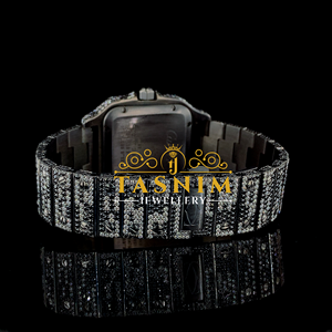 Montre élégante de luxe, carrée, sportive, à quartz, avec verre, diamants véritables, acier inoxydable, chronographe, 41 mm, mouvement ETA - Product Image 3