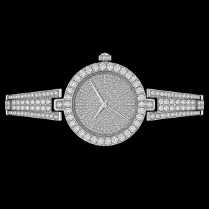 Montre-bracelet de luxe en acier inoxydable argenté, sertie de moissanite ronde, style Hip Hop, bijou de mode haut de gamme, objet de collection - Product Image 2