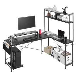 Escritorio de Esquina Reversible en Forma de L de 67 Pulgadas, Moderno y Elegante, para Juegos de PC, con Soporte Móvil para CPU y Soporte para Monitor - Product Image 1