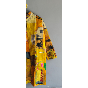 Veste kimono matelassée patchwork pour femme, manches longues, col en V, style robe tissée, pour le printemps et l'automne, cadeau pour elle - Product Image 5