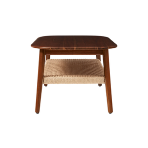 Mesa de Centro Moderna de Madera de Teca Sólida, Estilo Escandinavo, con Estante de Almacenamiento de Mimbre Tejido, Mesa Central Premium Hecha a Mano - Product Image 3
