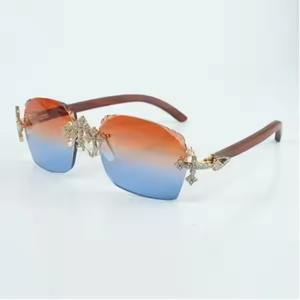 Nouvelles lunettes de soleil tendance hip-hop en moissanite pour femmes, les plus vendues, montures carrées violettes, orange et bleues - Product Image 2
