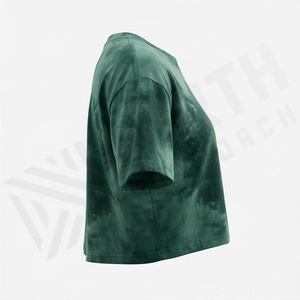 T-shirt court en coton personnalisé pour femme, couleur unie, coupe oversize, avec motifs imprimés, style streetwear, idéal pour le fitness, la gym et les activités sportives - Product Image 3