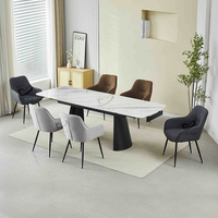 Table à manger en céramique noire minimaliste nordique, design moderne, 8 places, rectangulaire, réglable, meubles de salle à manger
