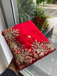 Indian Designer Soft Silk <b>Saree</b> With Beautiful Embroidery Work, Wedding Wear <b>Saree</b>, Designer Party Wear <b>Saree</b> - Product Image 1