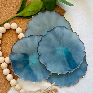แผ่นรองแก้วเรซิ่นลายแองเจิลอะเกตแบบกำหนดเอง พร้อมดอกไม้แห้งแท้ กันน้ำ โดย blossom craft india - Product Image 4
