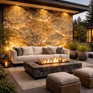 Autumn Rustic Translucent Stone Veneer Sheet Organic Color Flow Glow for Backlit Interior Feature Walls Ceilings Styling - Product Image 1