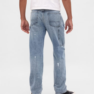 Casual Men's Denim <b>Jeans</b> Pants Straight Slim Fit <b>Embroidered</b> Logo High Quality Washed Casual Denim Pants - Product Image 6