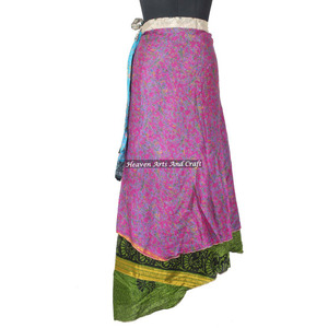 New Indian Around Silk Sari <b>Wrap</b> <b>Skirts</b> Boho Stylish Multi Color Summer Wear Comfortable Fashion Hippie Style Free Size Gypsy - Product Image 3