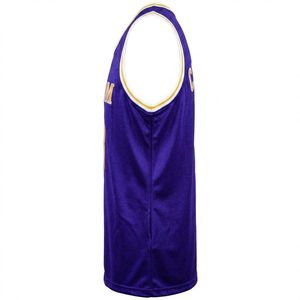 Maillot de basket personnalisé violet et or, numéro 8, sérigraphié, débardeur unisexe pour adulte, anti-humidité, 100 % polyester, 220 g - Product Image 2