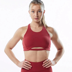Custom Women Fitness Sports Bra <b>Red</b> Racerback <b>Crop</b> <b>Top</b> Gym Yoga Activewear Private Label OEM Wholesale Manufacturer - Product Image 1