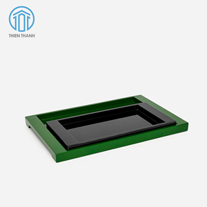 Plateau en MDF laqué fait main en gros, plateau décoratif de luxe vert, plateau personnalisé pour hôtel et restaurant, plateau coloré OEM - Product Image 1
