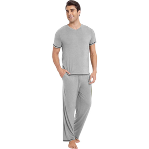 <b>Mens</b> Plaid <b>Pajama</b> Set Soft <b>Flannel</b> Sleepwear Long Sleeve Button Front Shirt Matching Pants Relaxed Home Wear Warm Night Suit - Product Image 3
