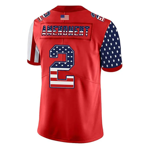 Maillot de football américain USA rouge col en V sublimé personnalisé avec nom et logo de l'équipe, anti-humidité, 100 % polyester respirant, unisexe, manches courtes - Product Image 4