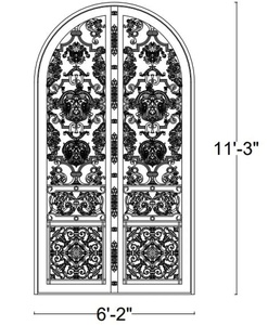 Puerta de Entrada Doble de Hierro Forjado, Rectangular, Moderna, Resistente a la Oxidación, Fácil de Montar, con Detalles Intrincados y Recubrimiento en Polvo - Product Image 1