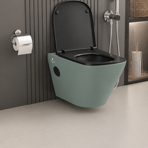 Nuevo conjunto de inodoro de cerámica sin bordes, tanque de agua montado en la pared, sanitario moderno brillante de una pieza con cierre lento para baño. - Product Image 3