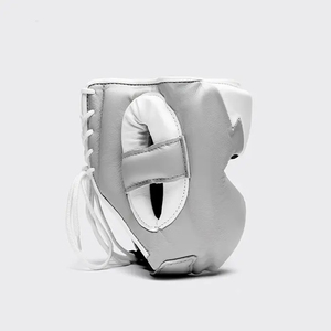 Fabrication sur mesure de protège-têtes de boxe intégraux blancs et gris, pour la boxe, le MMA et le Muay Thai, casque de boxe Fairtex 100% cuir véritable - Product Image 3
