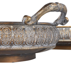 Bandeja de fruta de hierro de Metal con forma ovalada decorativa de lujo, bandejas de decoración nórdica de cobre en relieve antiguo para el hogar para boda - Product Image 5