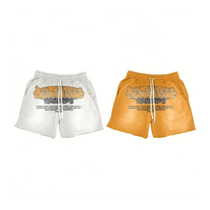 Conjunto de Verano para Hombre de 2 Piezas: Camiseta y Pantalones Cortos de Algodón 100% con Estampado Digital Personalizado, Efecto Desgastado y Lavado Ácido - Product Image 6