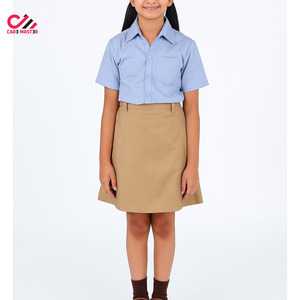Uniforme Escolar para Niñas CARE MASTER, Vestido de Algodón Oxford con Camisa Azul y Falda Plizada para Niñas - Product Image 1