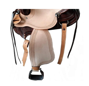 อานม้าหนังแท้แบบตะวันตก รุ่น Roughout DD พร้อมลายดอกไม้แกะสลักด้วยมือ ชุดอุปกรณ์อานม้า ทนทาน พร้อมฮาร์ดแวร์ชุบนิกเกิล - Product Image 3