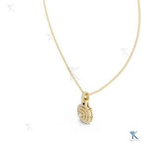 จี้เพชรทรงคุชชั่นแบบฝังสองวงกลม สร้อยคอทองคำแท้ 14K 18K สำหรับผู้หญิง ประดับเพชรแบบพาเว่ หรูหรา - Product Image 4