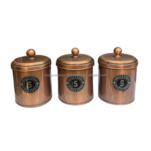 Juegos de almacenamiento de café y azúcar de cobre puro de alta calidad estándar Variedad de diseños y tamaños a precios de mercado - Product Image 1