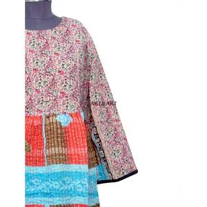 Vestido largo informal de verano, estilo chic y vintage, hecho con algodón kantha. Nuevo vestido maxi bohemio indio para mujer. - Product Image 2