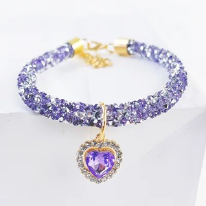 Collier pour animaux de compagnie, collier pour chat et chien avec pendentif cœur en diamant, bijoux de luxe, collier pour chiot en métal avec chaîne en strass et fermoir doré - Product Image 2