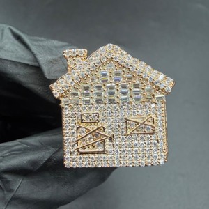 Iced Out House Moissanite <b>Ring</b> for <b>Men</b>, 925 Sterling Silver 14K Rose Gold Plated Hip Hop Bling Fashion Jewelry <b>Ring</b> - Product Image 1