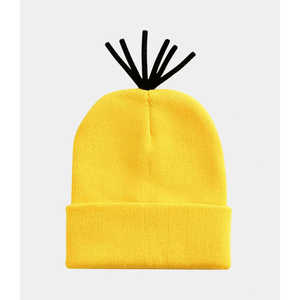 Gorro de calavera de punto de Jacquard amarillo de alta calidad, gorro de disfraz de Halloween con logotipo de diseñador, estampado de personajes, sombreros de tamaño libre - Product Image 3