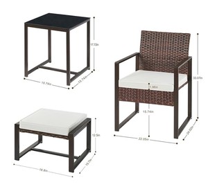 Contemporary Rattan Outdoor <b>Garden</b> Set with Coffee <b>Table</b> <b>and</b> <b>Chair</b> <b>2</b> <b>Seater</b> Weather Resistant Patio Furniture - Product Image 6