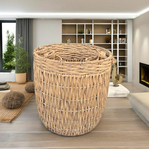 Ensemble de 3 paniers de rangement en jacinthe d'eau tressés à la main – Bacs à linge et à serviettes écologiques pour la maison et l'hôtellerie - Product Image 5