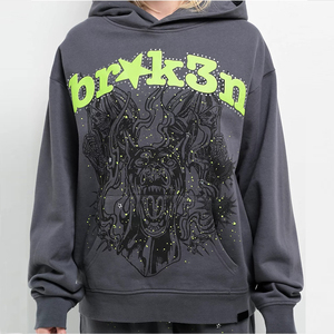 Sweat-shirt à capuche graphique surdimensionné, style vintage délavé, streetwear pour hommes et femmes, pull décontracté hip-hop - Product Image 4