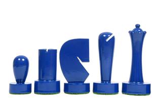Pions d'échecs de la série Berliner, taille tournoi, 3,7 pouces, roi jaune bleu, au meilleur prix - Product Image 4