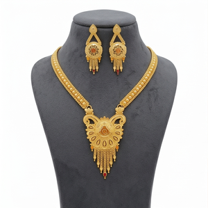 Parure Collier et Boucles d'Oreilles Classiques en Alliage de Cuivre Divyoro pour Femme, Longueur Ajustable, avec Pendentif Gland et Sertissage, Bijoux de Mariage et de Fête - Product Image 1