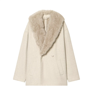 Abrigo Casual de Piel Sintética para Mujer, Otoño/Invierno 2026, Cuello en V, Doble Botonadura, Transpirable, Mangas Largas, Corte Holgado - Product Image 1